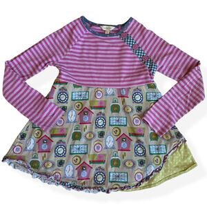 Matilda Jane In Disguise Top Make Believe Clocks Stripes Pink Girls 8